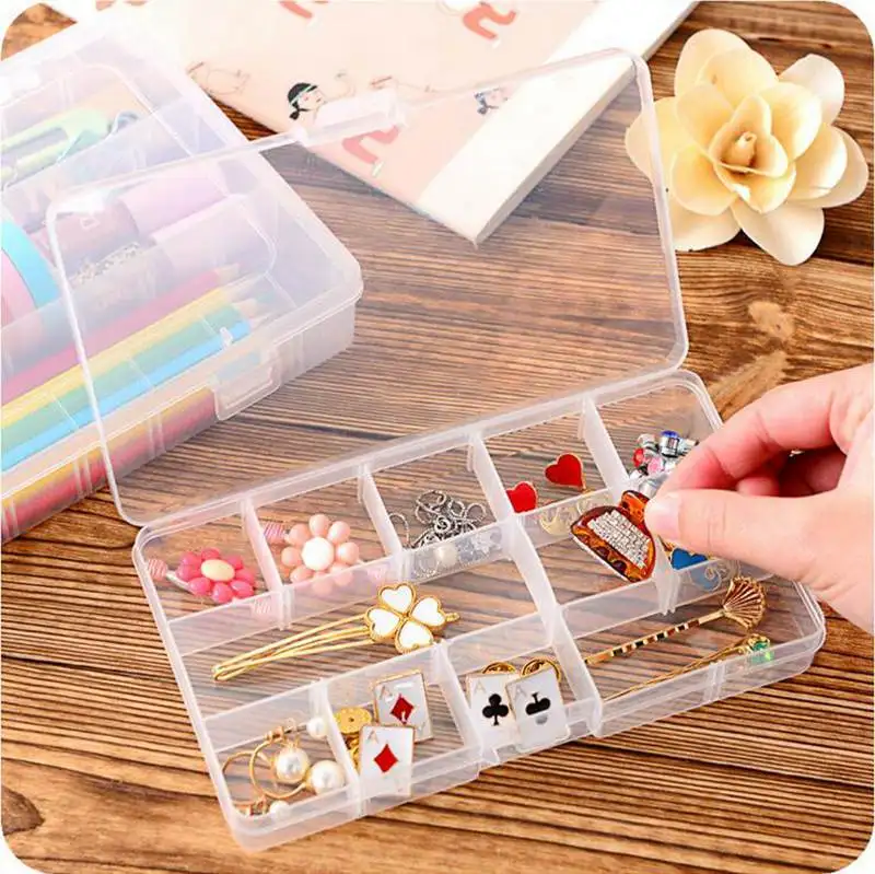 Life Essential 10/15/24 Compartment Storage Box Practical Adjustable Plastic Case for Bead Rings Jewelry Display Organizer | Дом и сад