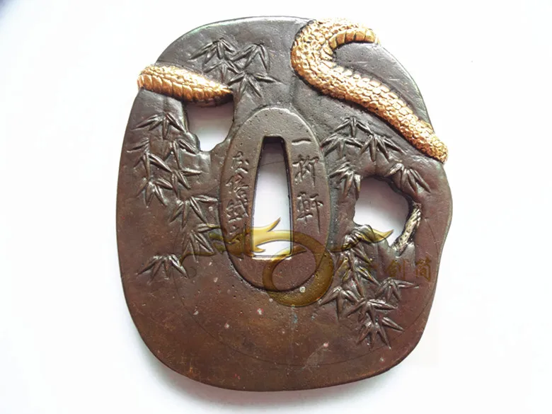 Японская самурайская катана tsuba медный защитный меч аксессуары с дизайном змеи и