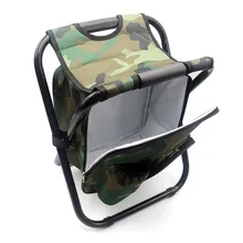 Folding Camping Fishing Chair Stool Backpack with Cooler Insulated Picnic Bag Hiking Camouflage Seat Table Bag