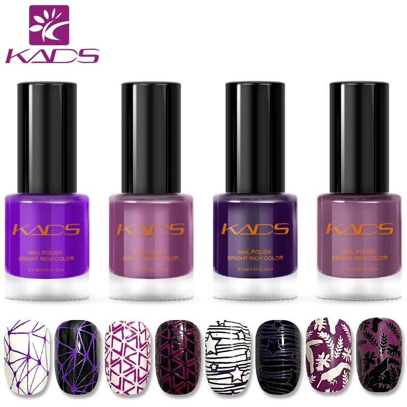 

KADS 4 шт./компл. Фиолетовый лак для ногтей, стемпинг ногтей покрытие для стемпинга шаблон для дизайна ногтей лак для ногтей 9,5 мл