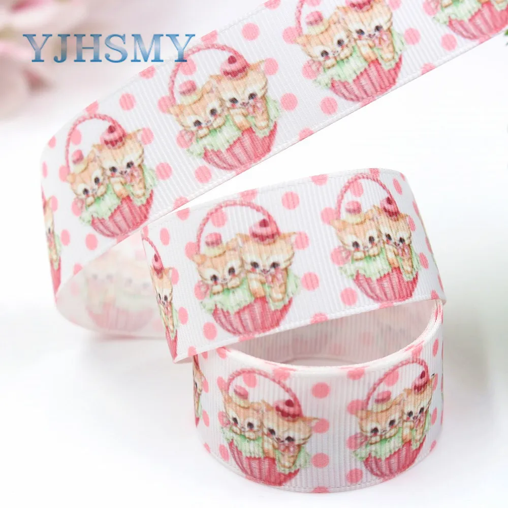 YJHSMY I-19223-448 25 мм 10 ярдов животные мультфильм термопечать ленты grosgrain Бант колпачок