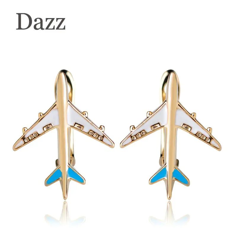 

Dazz Enamel Airplane Shape Earrings For Women Girls Gold Color D Hooks Aircraft Plane Stud Earring Harajuku Copper Ear Brincos