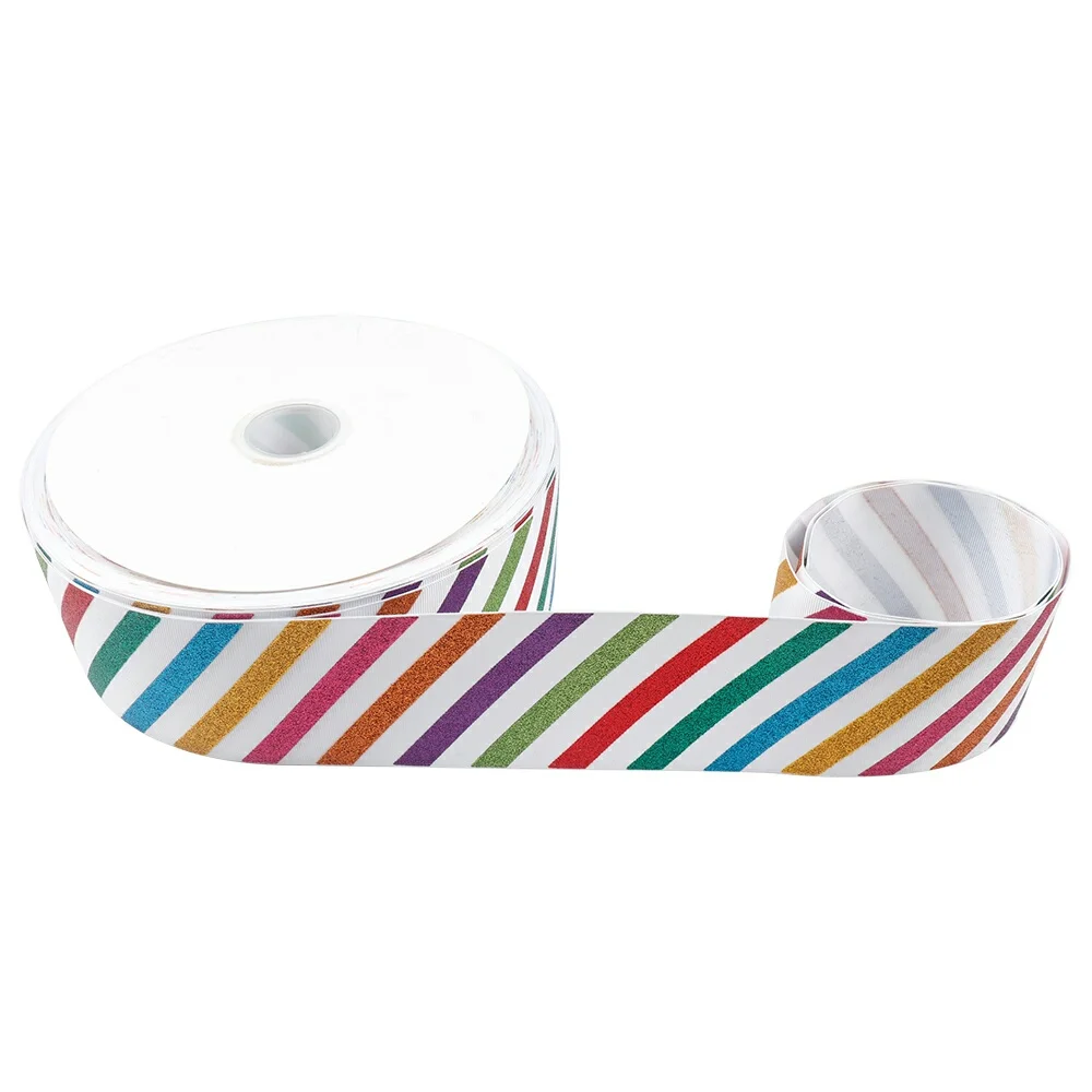 

1Yard Grosgrain Ribbon Glitter Stripe Printed Ribbon 75MM DIY Hair Accessories Gift Wrapping Decor Handmade Crafts Materials