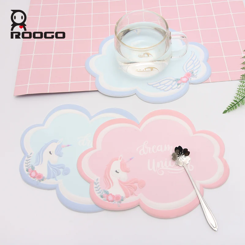 ROOGO креативный ПВХ коврик для чашки с облаками современный мультяшный напитков