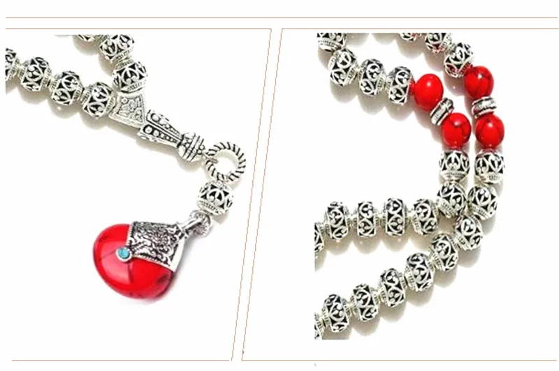 Бусины из сплава с красной подвеской 8 мм|muslim tasbih|beads for menislamic beads |