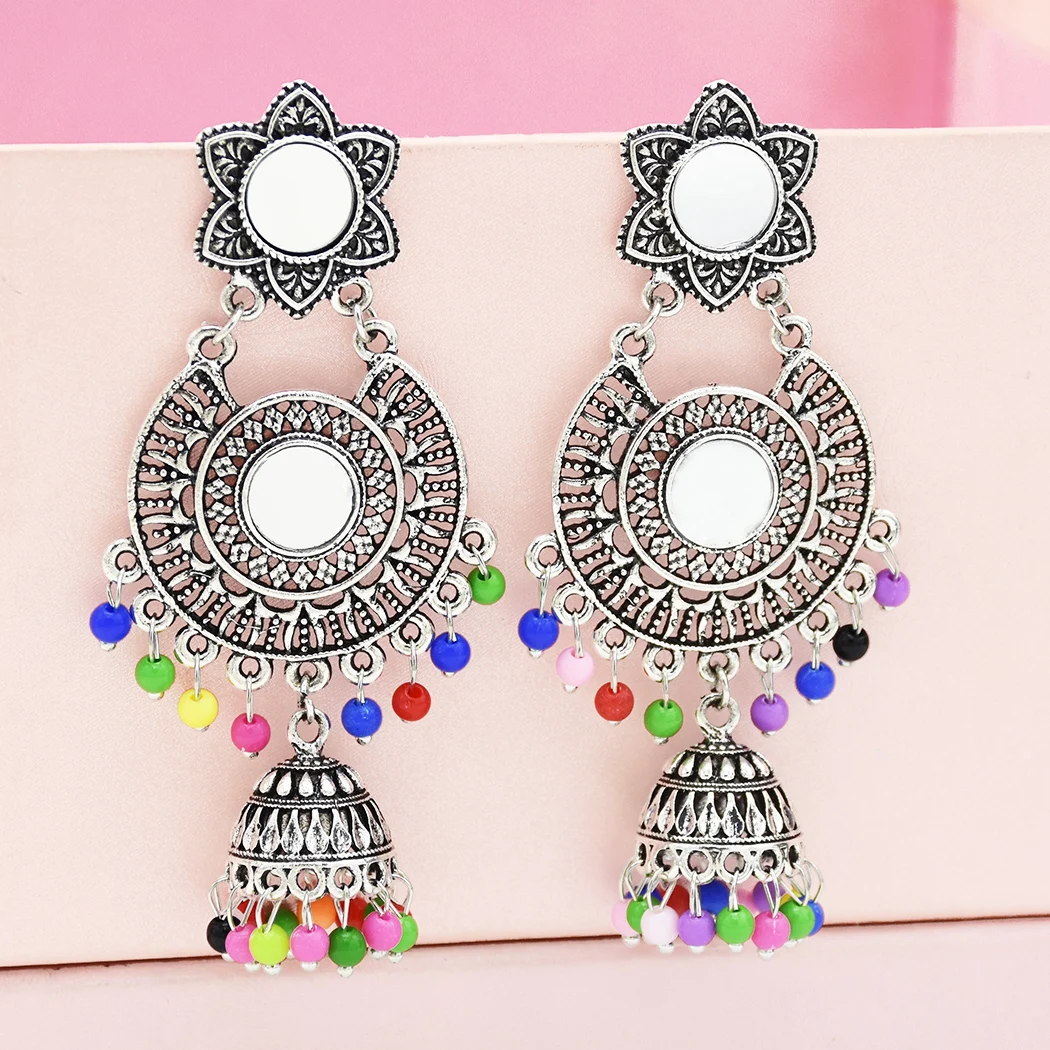 Индийские серьги Jhumka окисленное золото египетские колокольчики большое