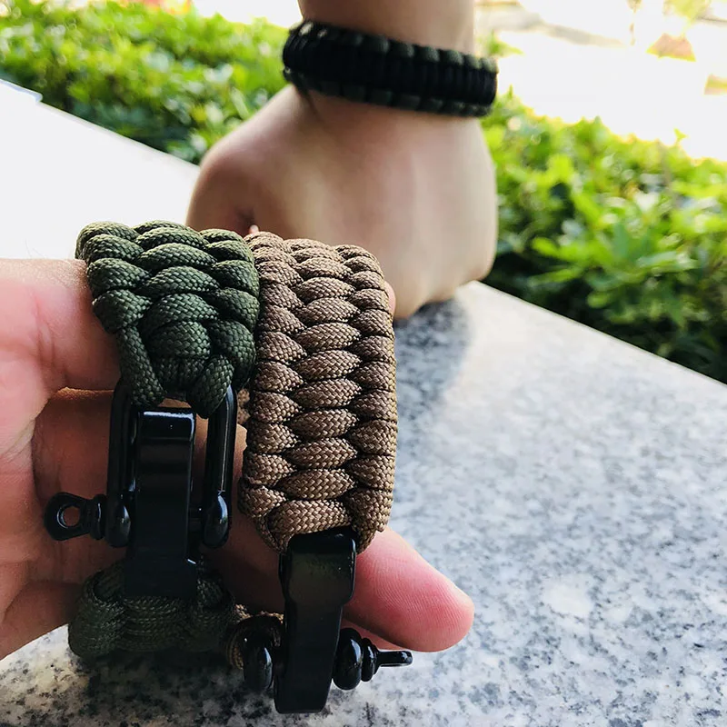 Открытый Кемпинг Плетеный Pulseras спасательный Паракорд браслеты парашютный шнур