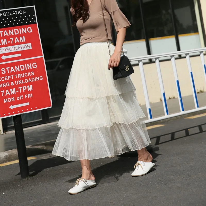 Длинные женские плиссированные юбки корейские модные летние осенние Harajuku