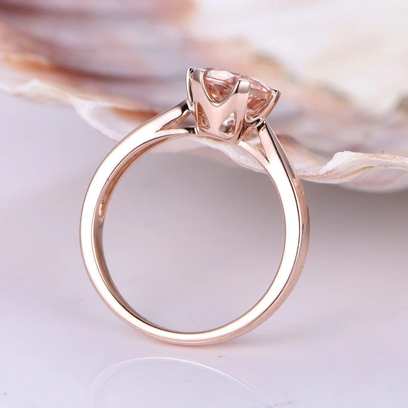 7.0m Round Shape Natural Morganite Engagement Ring 14K Rose Gold 6 Prong Setting For Women Fast Shipping Free Gift Box | Украшения и