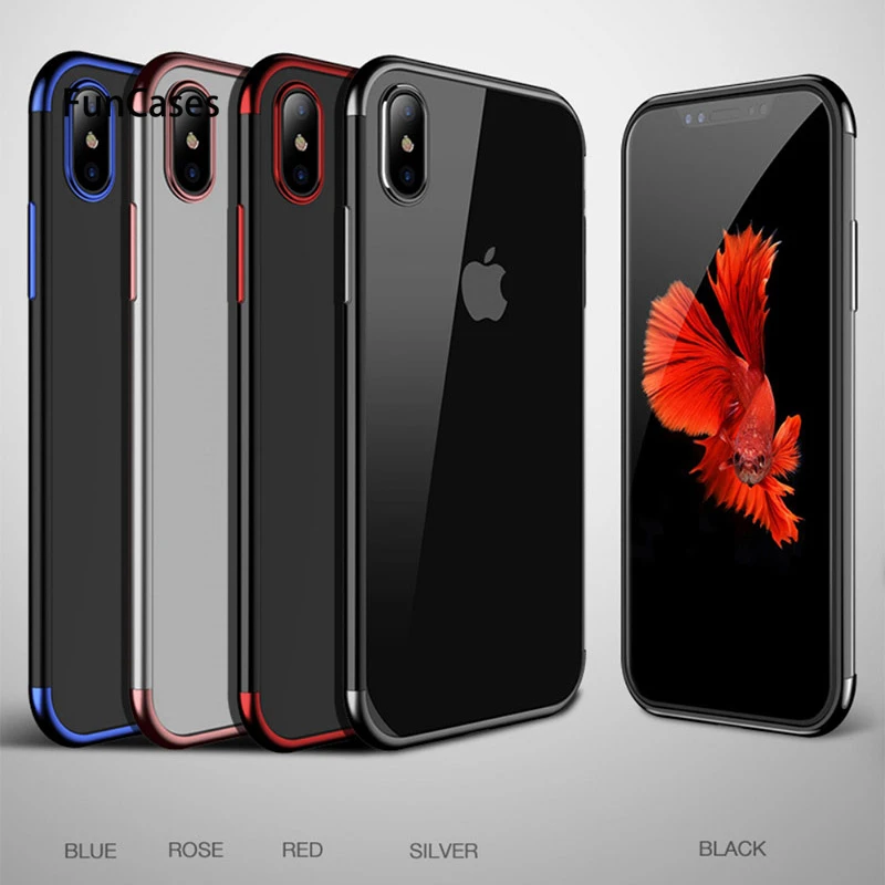 Прозрачные ультра тонкий силикон чехол для Iphonex Xs Xsmax Xr покрытием ТПУ Iphone5 6 S плюс
