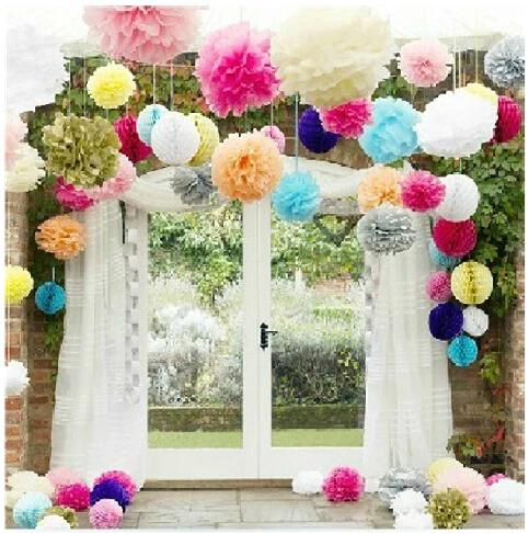 

28colors Wedding Decorative Flowers Casamento Pompons Pompon Birthday 15cm Party New Year Christmas Hanging Pompom Wedding Decor