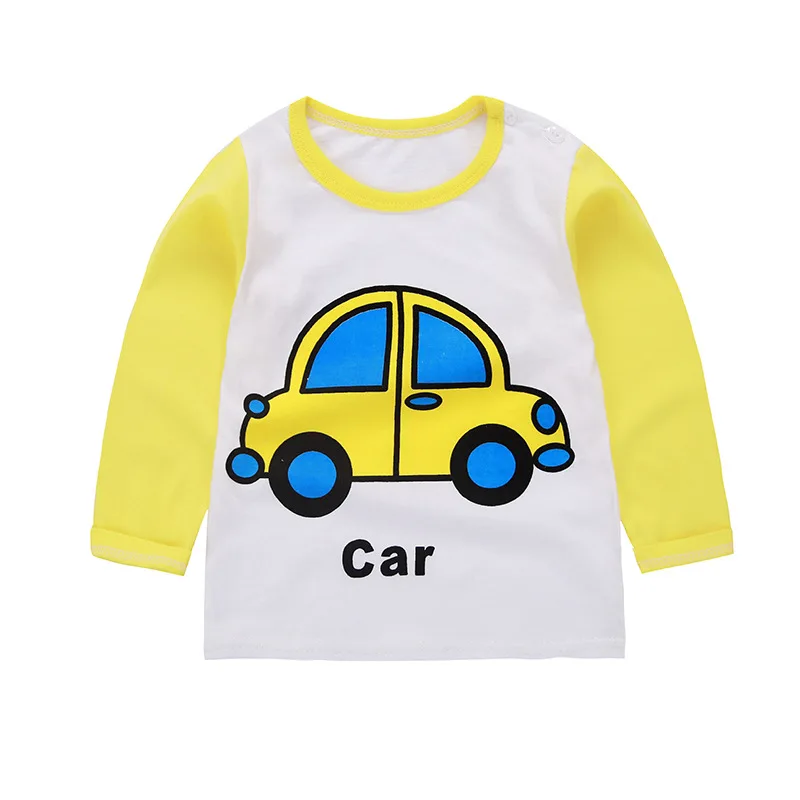 

2019 new baby boy clothes t shirt long sleeve kidsT-shirt quality 100% cotton children cartoon car clothes tshirt girls tops