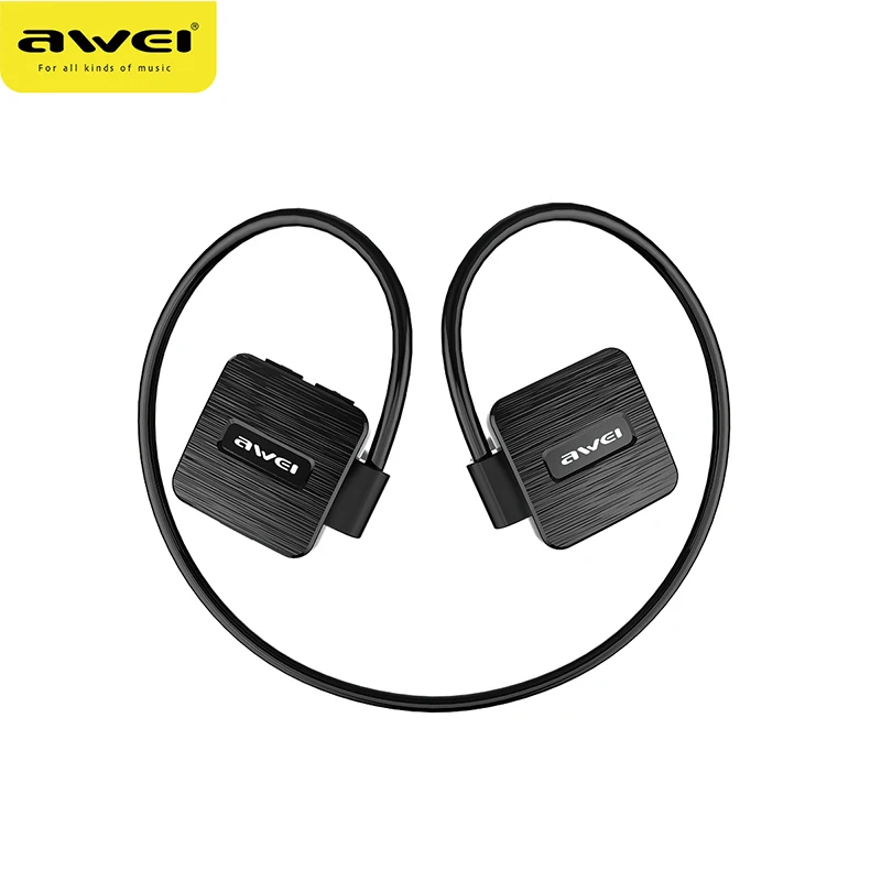Black AWEI A848BL водонепроницаемые Bluetooth наушники с микрофоном, стерео Беспроводная гарнитура, музыкальные Bluetooth наушники, спортивные наушники - Цвет: Black