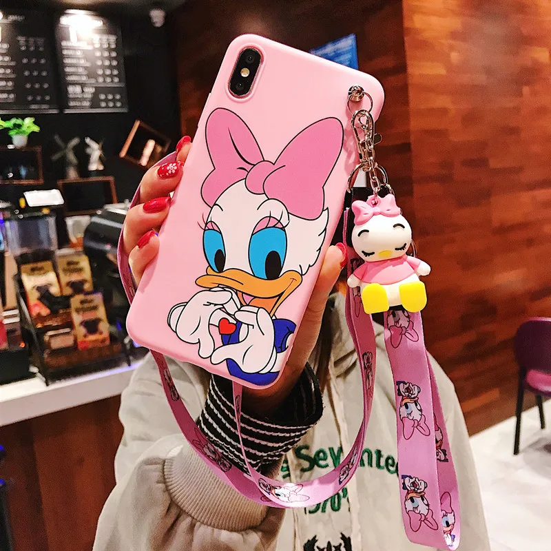 Lovely Cartoon Soft TPU Cute Phone Case With Stand Holder and Strap For iphone 6 6s 7 8 Plus X XR XS Max Gift Cover |
