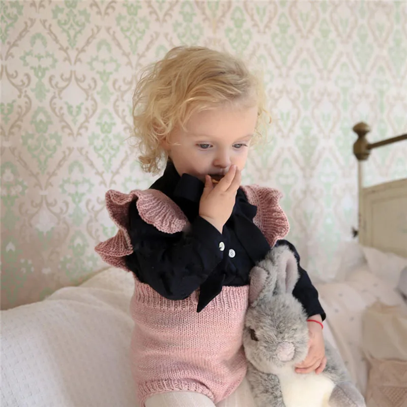 Брендовый комбинезон без рукавов для маленьких девочек мальчиков и вязаная