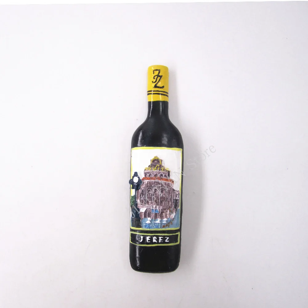 Van Gogh Hand Painted 3D Resin Fridge Magnet Sticker Netherlands Japan Countries City Cute Tourism Souvenir Home Decor Craft Gif - Цвет: Spanish Bottle