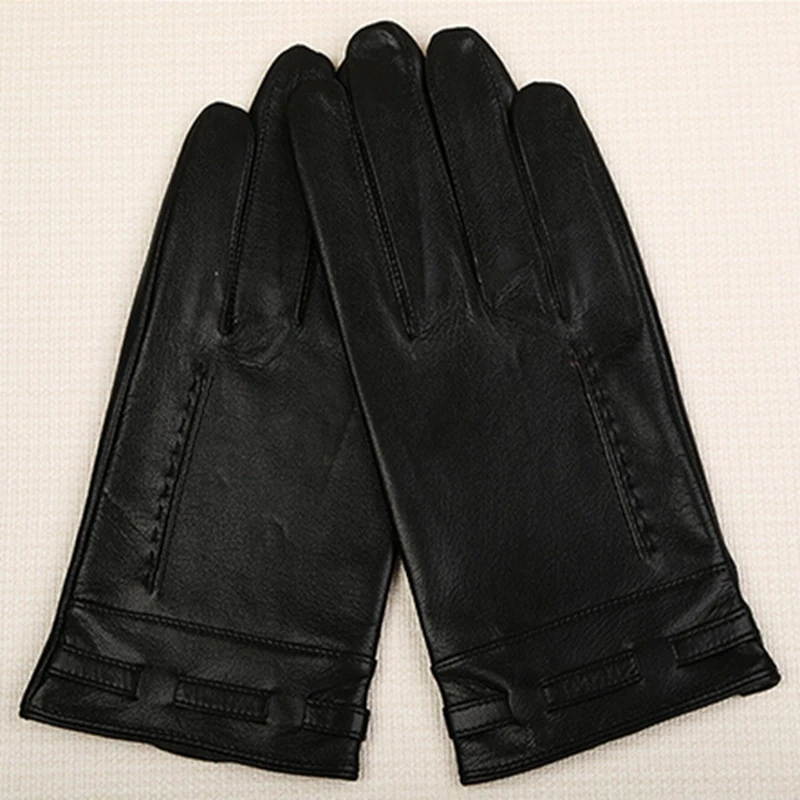 Мужские кожаные перчатки высшего качества черные бесплатная доставка зимние