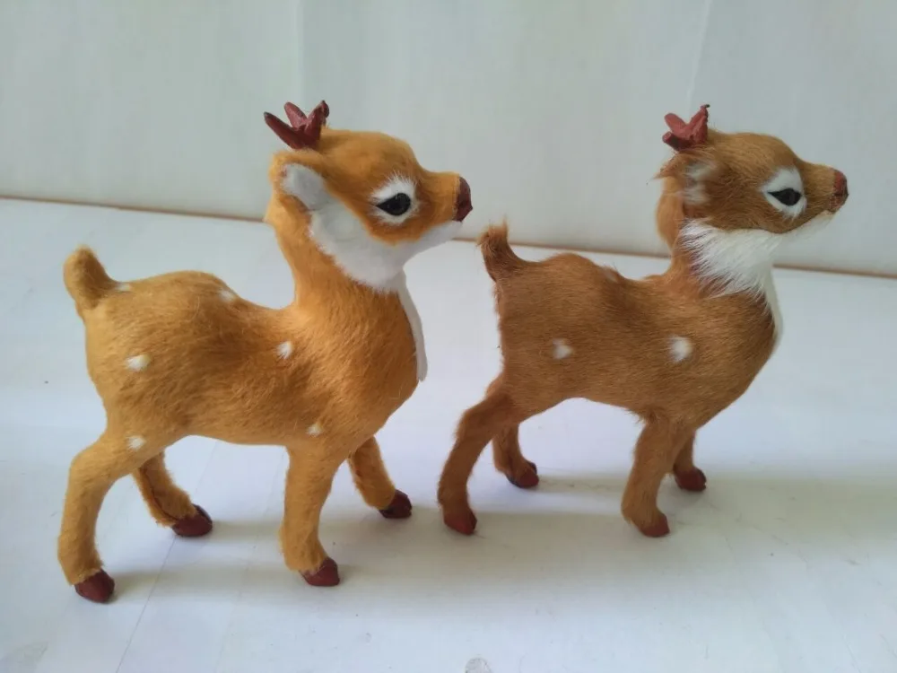 simulation sika deer model 13x11cm polyethylene&ampfurs handicraft Figurines prop home decoration toy gift a1840 | Дом и сад