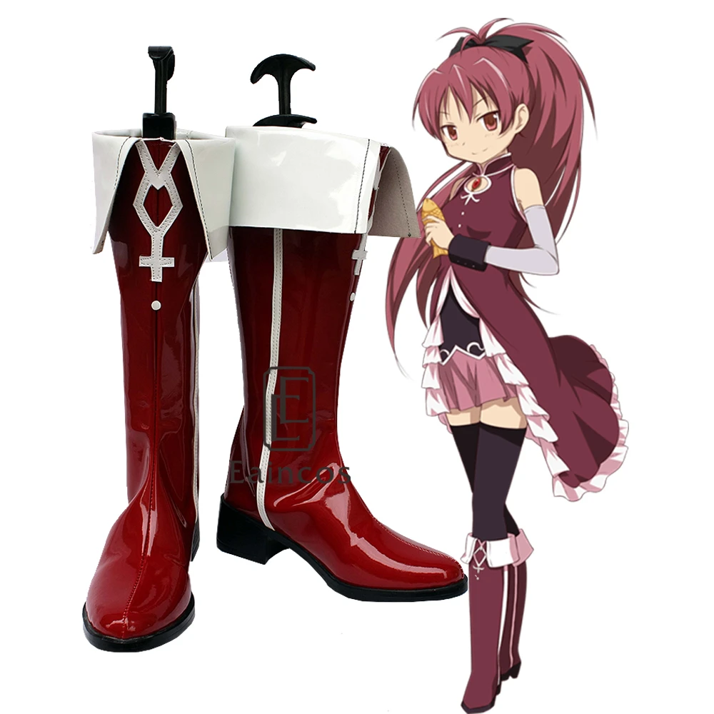 Аниме Puella Magi Madoka Magica Sakura Kyoko вечерние туфли для косплея красные модные ботинки на