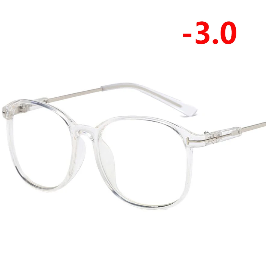 Myopia 300 0,5-1,0-1,5-6,0 анти-синий светильник очки Близорукость ретро прозрачная и черная оправа очки по рецепту для унисекс - Цвет оправы: Myopia 300