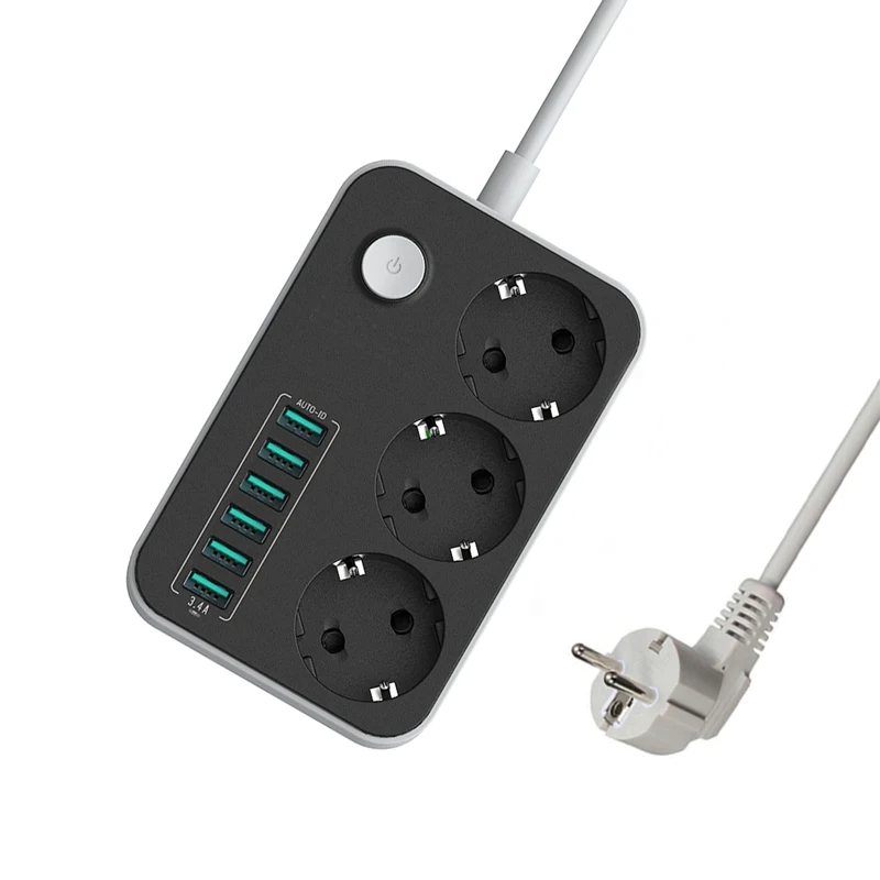 3 розетки 6 портов usb быстрое зарядное устройство розетка электрическая розетка usb Домашний патч с расширителем плата ЕС вилка
