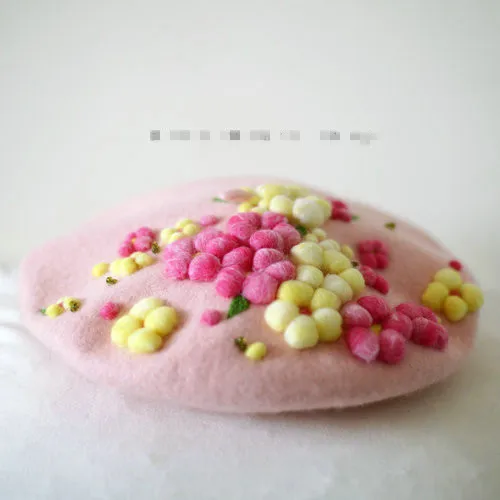 Princess sweet lolita Hat  custom for 5-10days Felted wool manual beret  The flowers blooming season MZ01