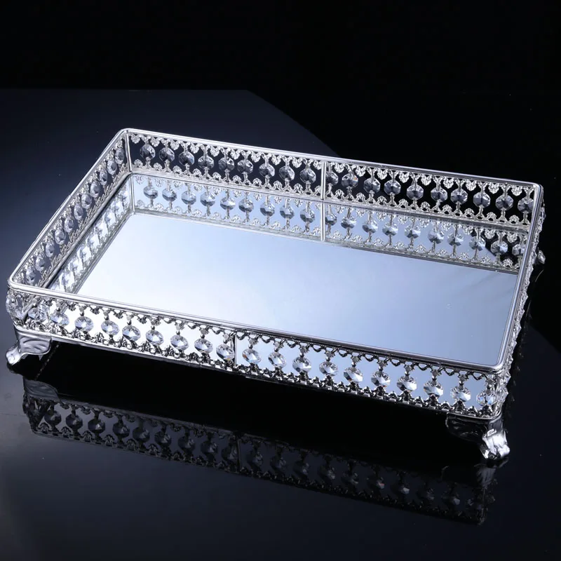 

10 шт./лот Блестящий Европейский металлический серебряный поднос для закусок, фруктовая тарелка для свадьвечерние, домашнего мероприятия, у...