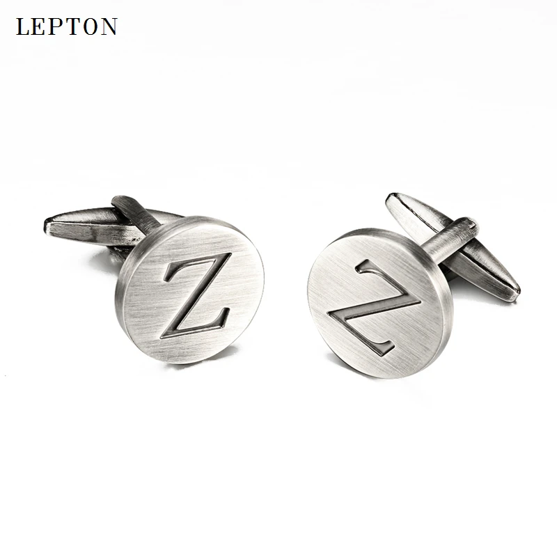 Лептон буквы Z запонки Алфавит для мужчин античные Посеребренные Круглые Запонки
