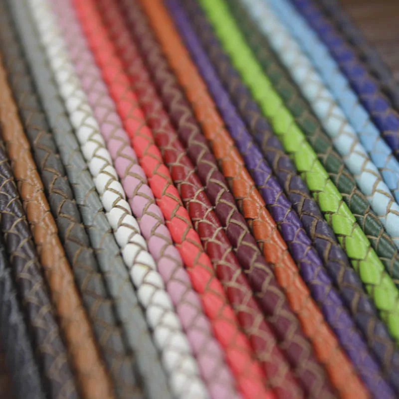 Круглый Плетеный шнурок из натуральной кожи диаметр 3 мм 2 м веревка коровьей для