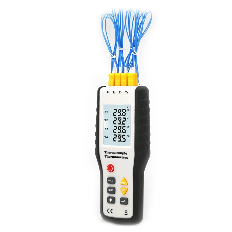 Четырехканальный контактный термометр HT9815 200 ~ 1370 C электронный с цифровым ЖК