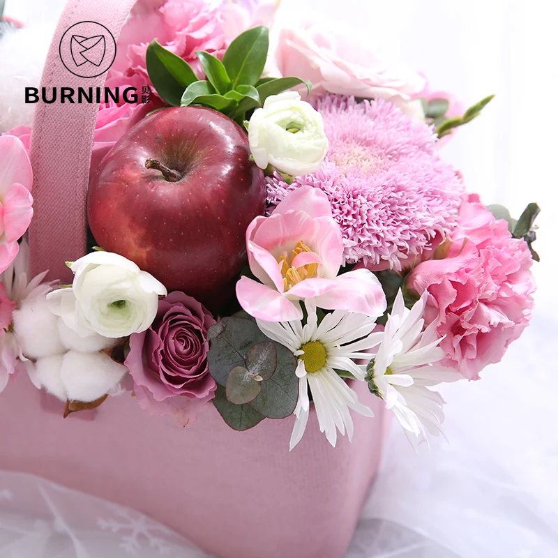 25.5X14X11.5CM Rectangular suede handle flower gift box with hand flowers floral | Дом и сад