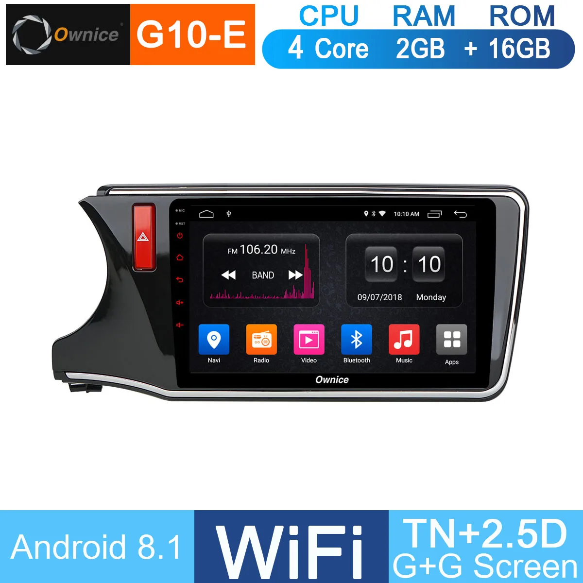 G10-E AT 10," ips Android 8,1 Восьмиядерный 4G ram+ 32G rom автомобильный dvd-плеер Радио стерео для Honda City DSP CarPlay - Цвет: G10-E AT