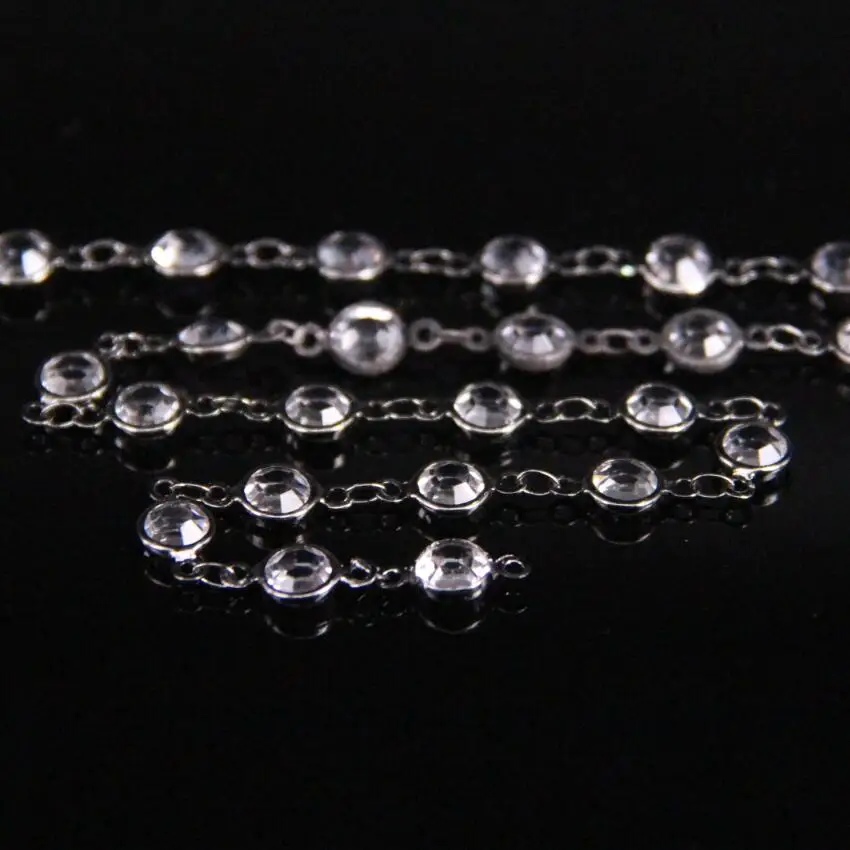 6mm Clear White Cubic Zircon Faceted Flat Round beaded Chain Coin Gun black Rosary Charms CZ | Украшения и аксессуары