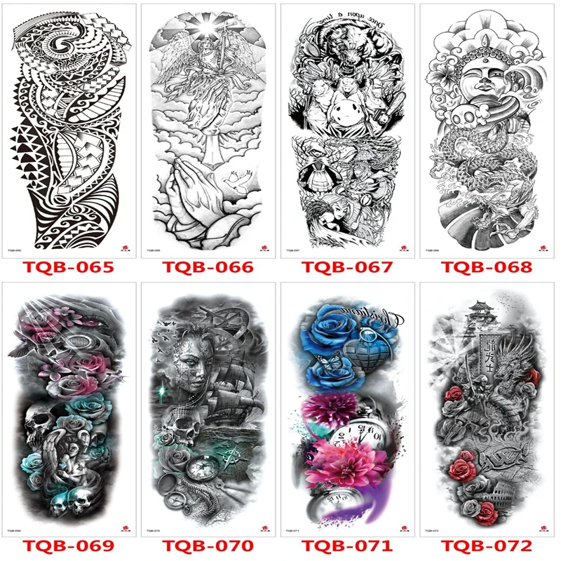 Full Body Art Arm Sleeve Tattoo 48*17CM Large Waterproof Tatoo Girl Flash TattooTemporary Stickers For Men | Красота и здоровье