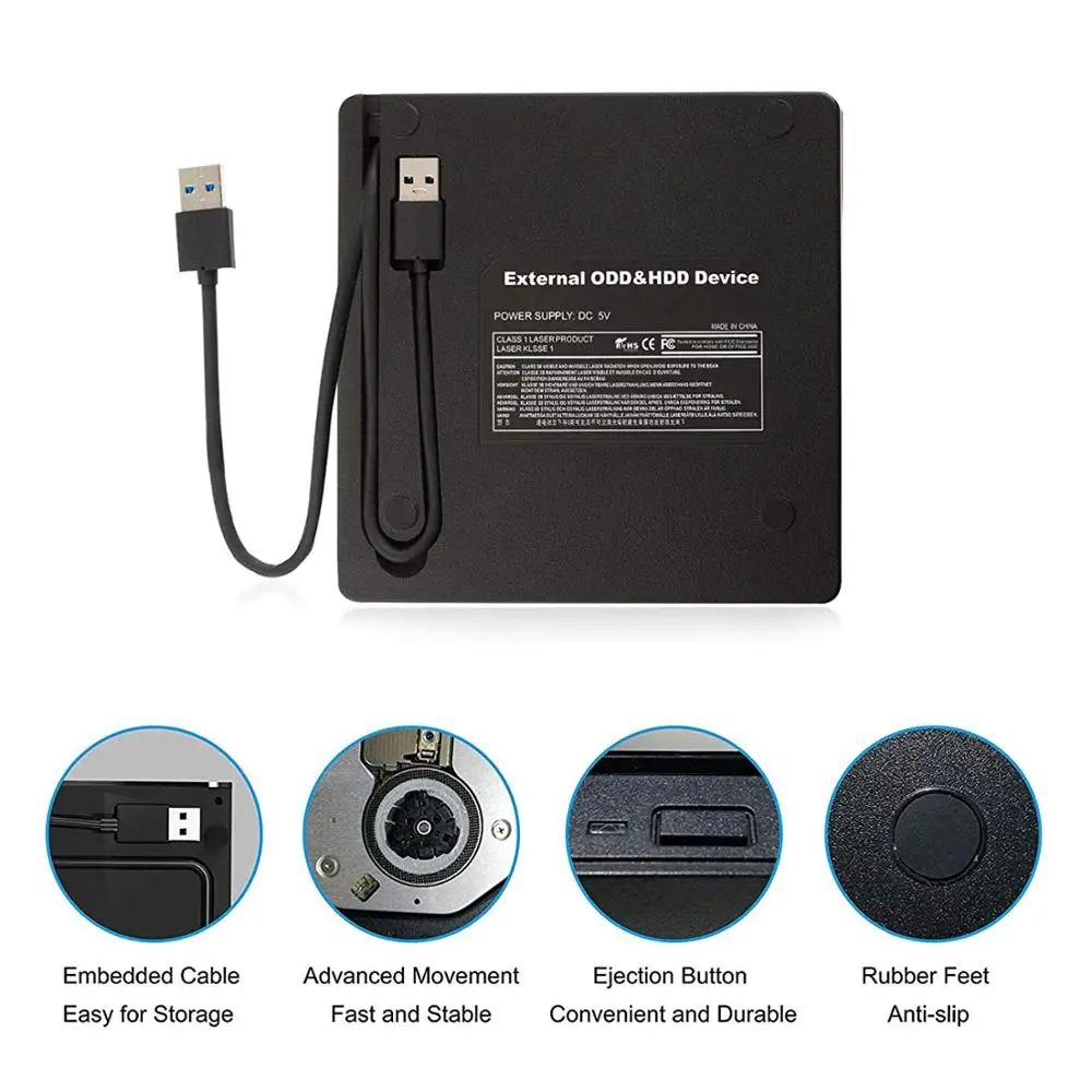 Ультратонкий Usb3.0 внешний мобильный оптический привод ноутбук DVD RW DVD/CD MacBook