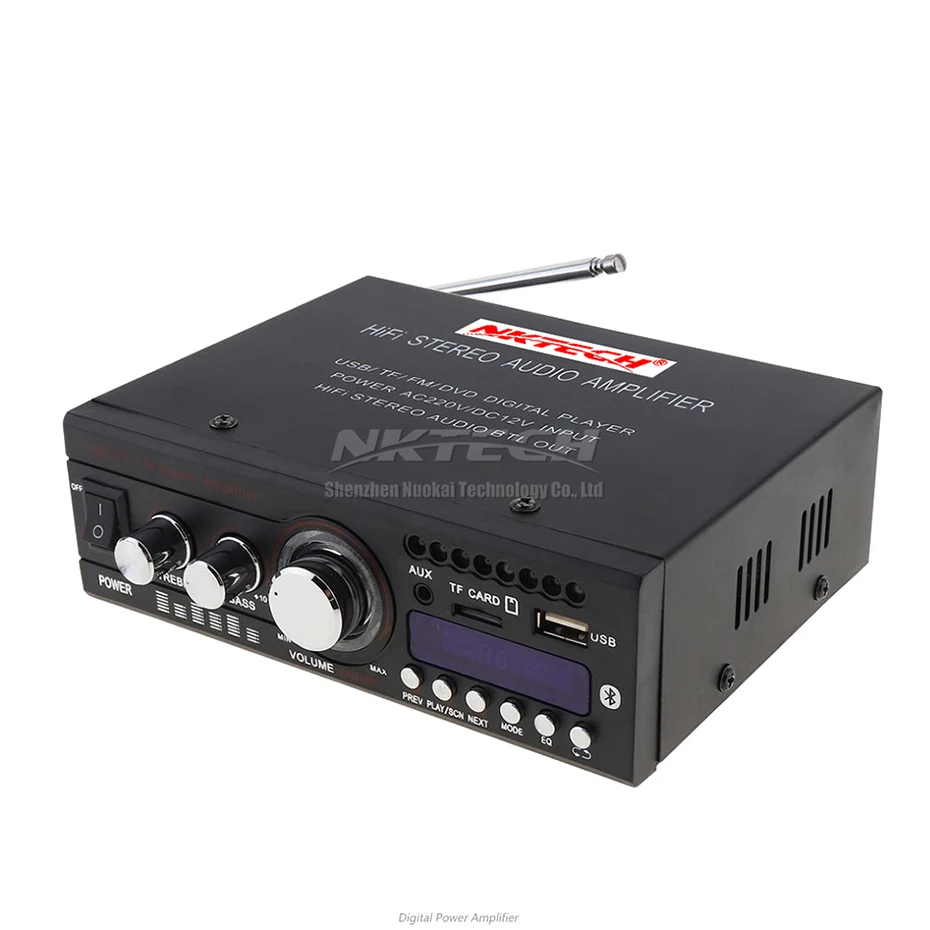 Автомобильный усилитель мощности NKTECH с Bluetooth 20 Вт Hi Fi стереозвук бас громкость USB