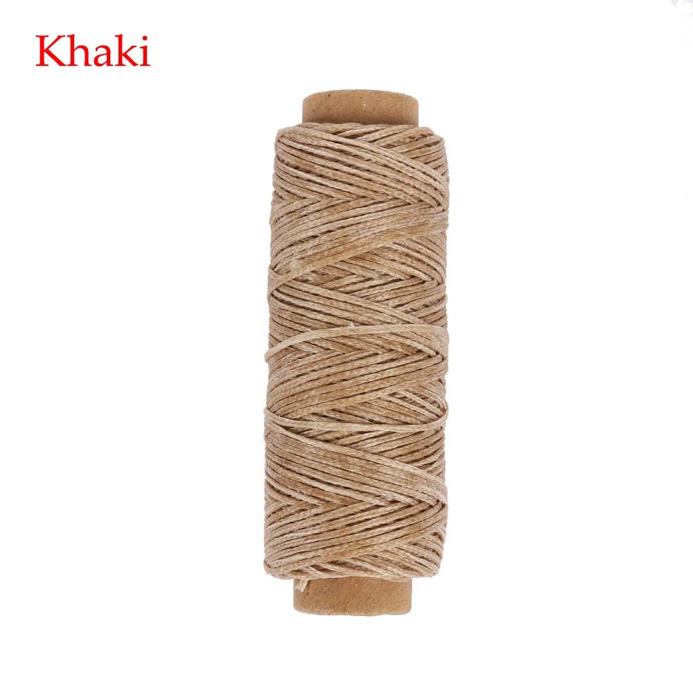 khaki 50 м прочный 150D кожаный вощеный шнур нить DIY инструмент для рукоделия ручная строчка нить плоская Вощеная швейная линия Швейные аксессуары - Цвет: khaki