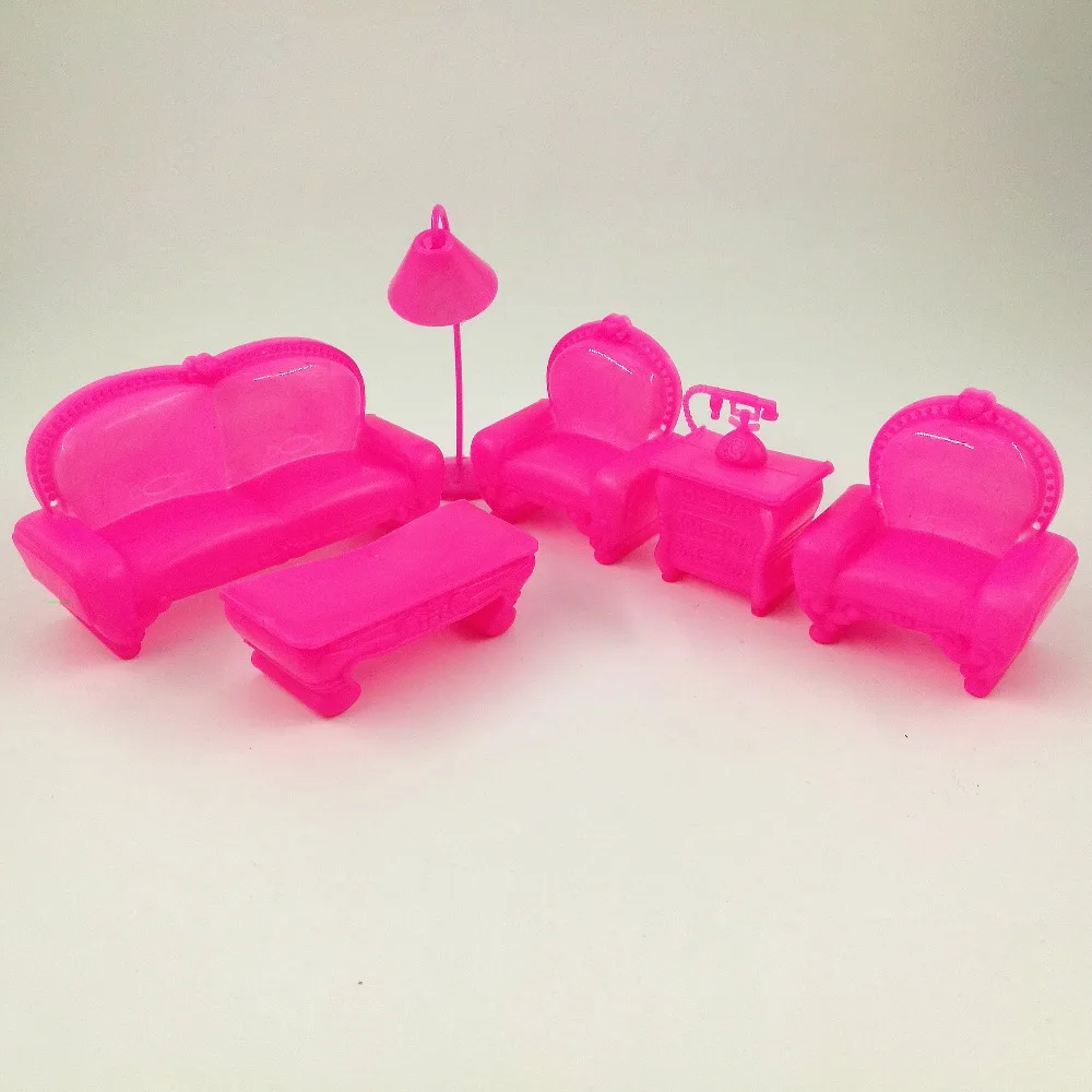 6 Suite Furniture Sofa Mini Accessories For Barbie Doll Play House Classic Kids Toys Kelly doll Cute Girls Best Gift | Игрушки и хобби