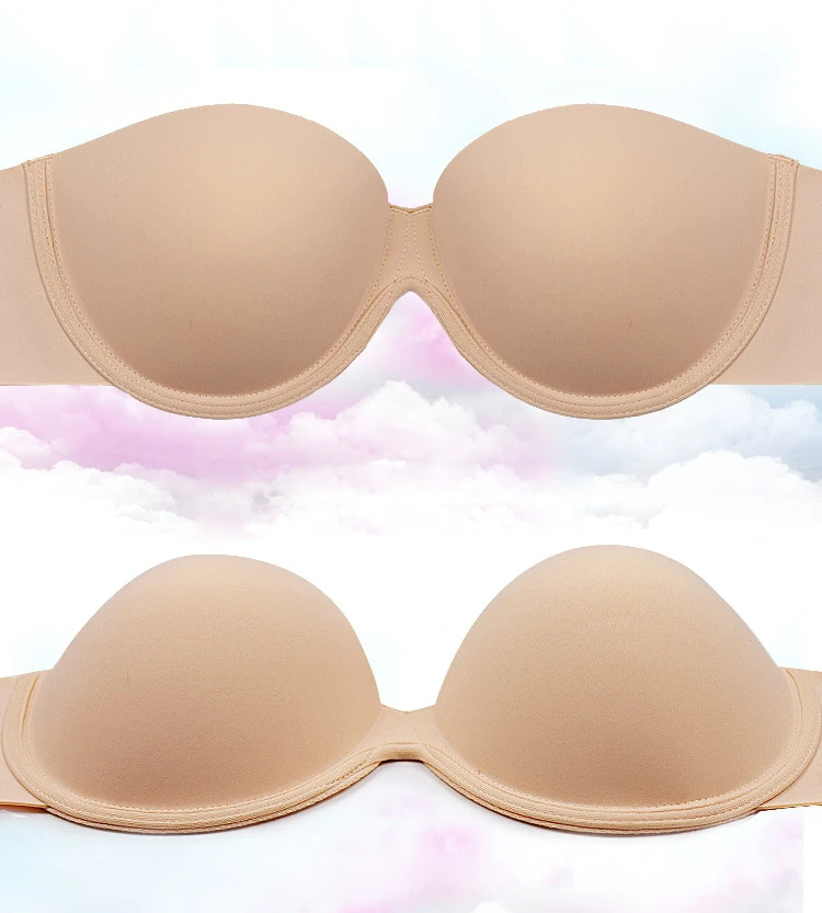 New Arrvial Gel Silicone Push Up Black and Beige Girl Bralette Self Adhesive Strapless Bandage Bra for Free Shipping