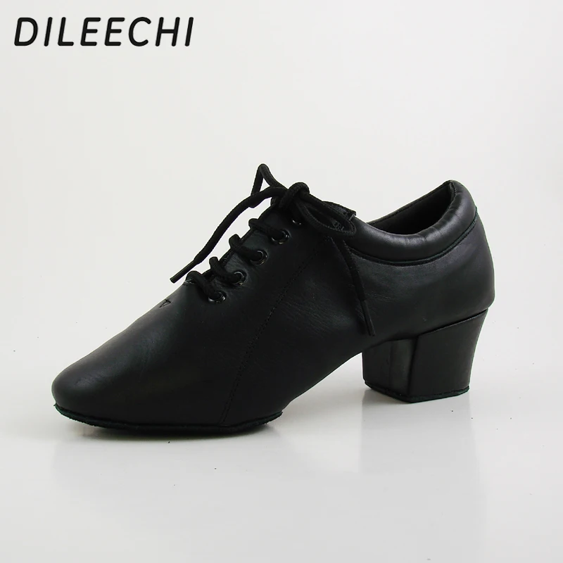 DILEECHI мужские туфли из натуральной кожи для латиноамериканских танцев на каблуке