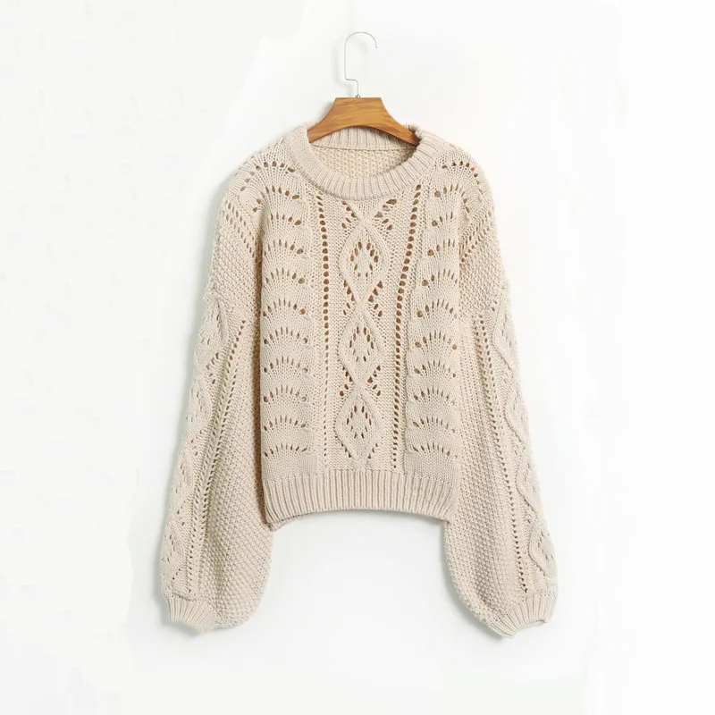 New fall 2019 casual knitted sweater women long sleeve womens clothing hollow pullovers tops | Женская одежда