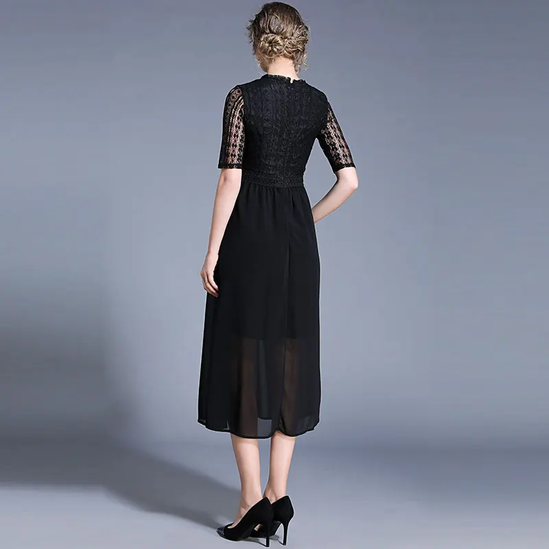 Женское шифоновое платье-трапеция Borisovich повседневное длинное ажурное платье