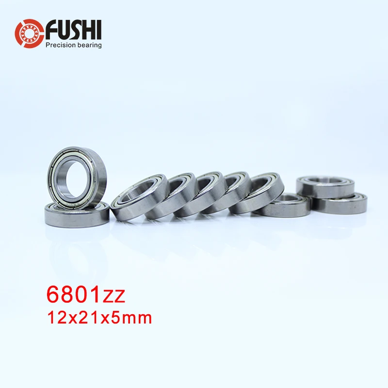 6801ZZ подшипник ABEC-5(10 шт.) 12*21*5 микрометр тонкий раздел 6801Z шарикоподшипники 6801 ZZ 61801