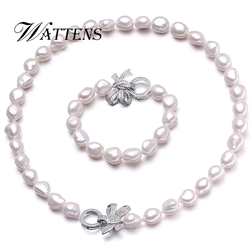 WATTENS New Natural Pearl Necklace/Bracelet Sets Jewelry for Women Accessories party Wedding Christmas Gift | Украшения и