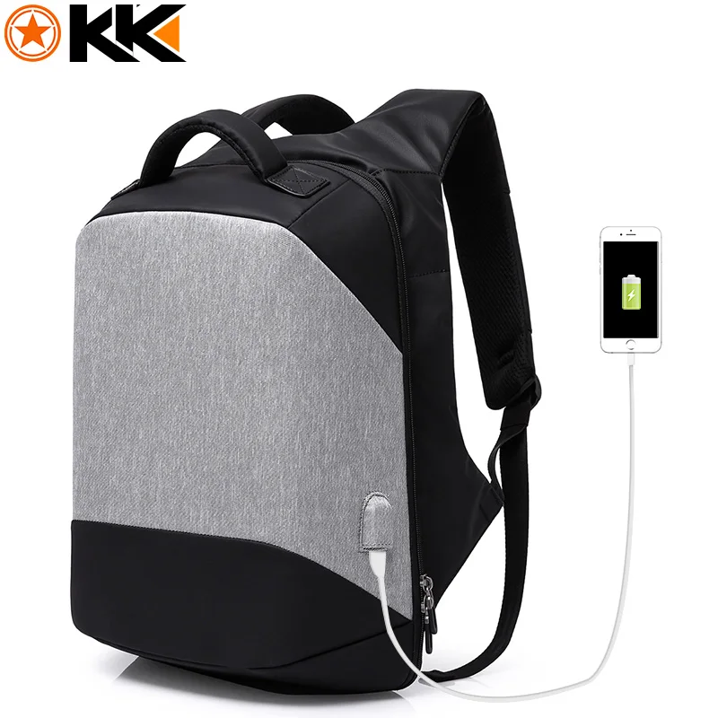 KAKA, мужские рюкзаки, USB зарядка, 15,6, рюкзак для ноутбука, Противоугонный, водонепроницаемый, Mochilas, мужской, женский, рюкзак, Повседневная дорожная сумка - Цвет: Gray