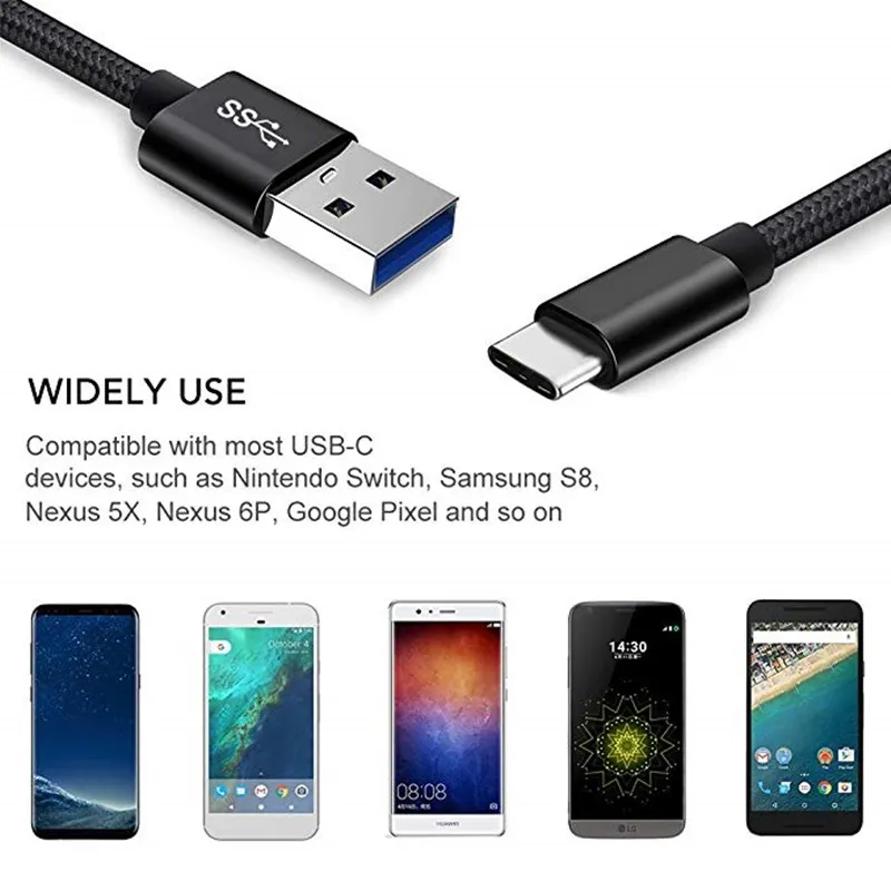 Кабель usb type-C для Xiaomi Redmi note 7 huawei P30 P20 samsung A9 NOTE 9 S10 PLUS S9 S8 OnePlus 6t 6 zte USB C type-C