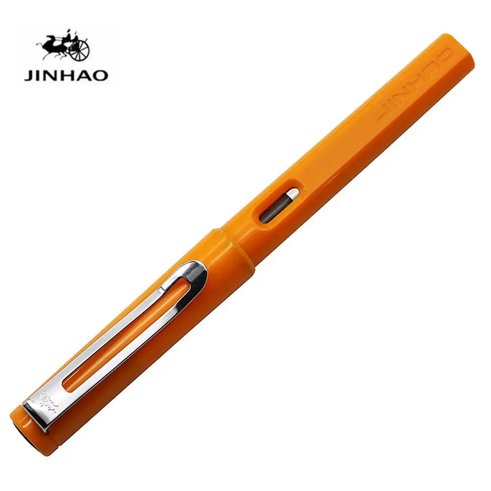 JINHAO 599 авторучка 19 видов цветов студент Материал: х/б. стильная куртка средней длины и Изысканные Перьевая ручка подарить как «подарок» или школьных принадлежностей - Цвет: orange
