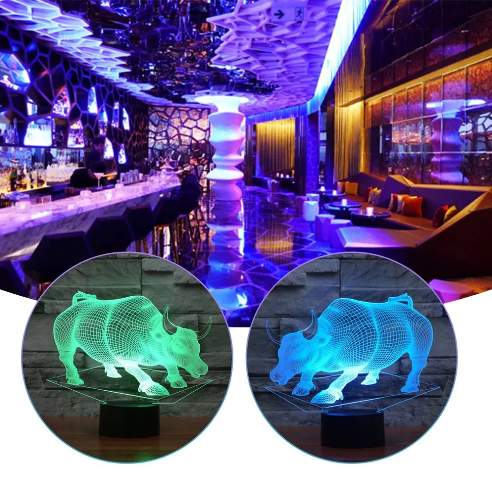 Bull 3светодио дный 3D свет Красочный светодиодный Vision Light подарок атмосфера