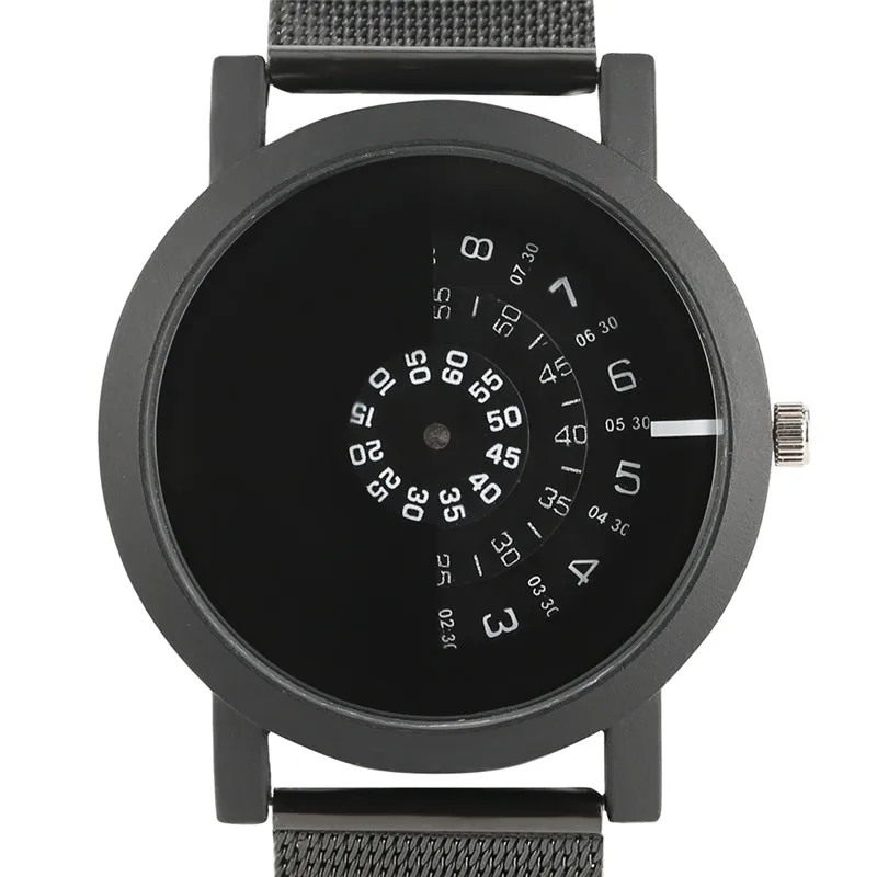 Повседневные Простые мужские кварцевые часы в деловом стиле с вращающимся циферблатом полукруглой формы