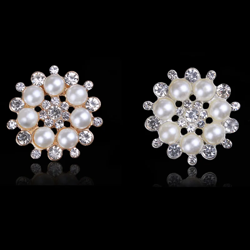 10Pcs Pearl and Rhinestones Plum flower alloy button for DIY hair embellishments or wedding accessoriess HZ91 | Дом и сад